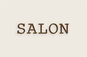 Plaque de porte salon - Mot Salon rétro dactylo - noyer - glue-cutout - cutout-fr-salon-facon-machine-a-ecrire-deco-retro