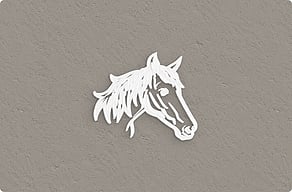 Plaque de box personnalisable - Silhouette de cheval découpée - custom - glue-cutout - cutout-fr-silhouette-de-cheval-en-alu-brosse-decor-de-box