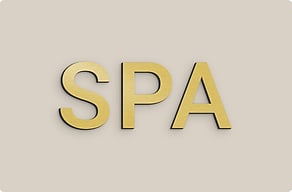 Signalétique hôtel de luxe - Mot spa en capitales espacées - brosse-or - glue-cutout - cutout-fr-spa-dore-en-capitales-espacees