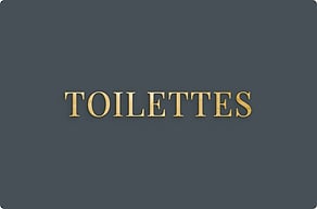 Signalétique Toilette et WC - Mot d'usage en relief - poli-noir - glue-cutout - cutout-fr-toilettes-retro-en-laiton-poli