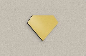 Company Signs - Geometric marker beside the entrance - brosse-or - glue-cutout - cutout-gb-cut-out-diamond-in-gold-aluminium-beside-the-entrance
