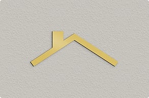 Gevelreclame - Uitgesneden daksilhouet - brosse-or - glue-cutout - cutout-nl-daksilhouet-in-goudkleurig-aluminium-gevel-van-het-makelaarskantoor