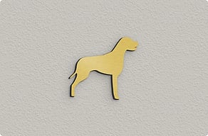 Aluminium bedrijfsborden - Dierensilhouet uitgesneden - brosse-or - glue-cutout - cutout-nl-dierensilhouet-in-goudkleurig-aluminium-entree-van-de-praktijk