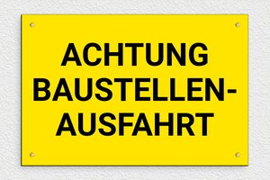 Warnschilder - Schild 'Achtung, Baustellenausfahrt' - 300 x 200 mm - PVC - jaune-noir - screws - de-achtung-baustelle-ausfahrt-0010-1