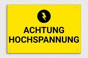 Elektroschilder - Schild 'Vorsicht Hochspannung' - 300 x 200 mm - PVC - jaune-noir - screws - de-achtung-hoch-spannung-003-1