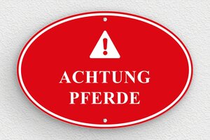 Pferdeschild - de-achtung-pferde-schild-001-4 - 300 x 200 mm - rouge-blanc - screws - de-achtung-pferde-schild-001-4