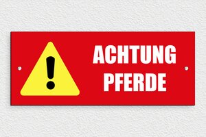 Pferdeschild - de-achtung-pferde-schild-002-3 - 300 x 120 mm - custom - screws - de-achtung-pferde-schild-002-3