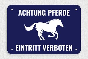 Pferdeschild - de-achtung-pferde-schild-003-3 - 300 x 200 mm - bleu-marine-blanc - screws - de-achtung-pferde-schild-003-3