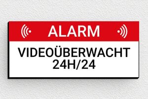 schild videoüberwachung privatgrundstück - Schild 'Videoüberwachungsalarm' - 70 x 30 mm - PVC - custom - glue - de-alamr-schild-002-1