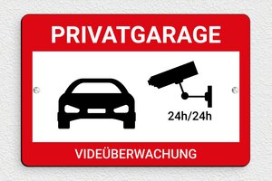 schild videoüberwachung privatgrundstück - Schild 'Privatgarage unter Videoüberwachung' - 210 x 140 mm - PVC - custom - screws - de-alarm-schild-003-1