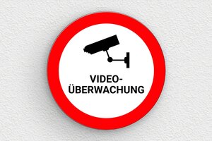 schild videoüberwachung privatgrundstück - Rundes Schild unter Videoüberwachung - 150 x 150 mm - PVC - custom - glue - de-alarm-schild-004-1