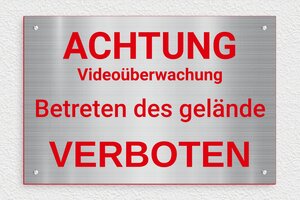 schild videoüberwachung privatgrundstück - Schild 'Achtung, Haus ist alarmgesichert' - 300 x 200 mm - PVC - acier-rouge - screws - de-alarm-schild-004-2