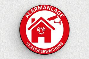 schild videoüberwachung privatgrundstück - Rundes Alarmschild - 50 x 50 mm - PVC - custom - glue - de-alarm-schild-004-3