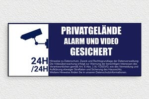 schild videoüberwachung privatgrundstück - Schild für Alarm und Videoüberwachung - 250 x 100 mm - PVC - custom - glue - de-alarr-schild-006-1