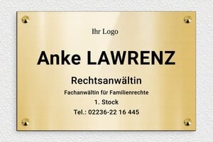 Praxisschilder mit Logo - PVC - 300 x 200 mm - or-brillant-noir - screws-caps - de-anwalt-child-004-5