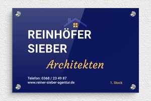 Praxisschild mit Logo - de-architekt-005-4 - 300 x 200 mm - custom - screws-spacer - de-architekt-005-4