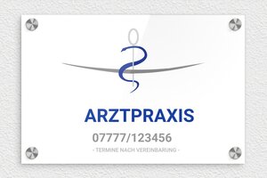 Praxisschild mit Logo - de-arzt-praxis-006-1 - 300 x 200 mm - custom - screws-caps - de-arzt-praxis-006-1