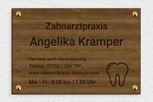 Schild pro branche - de-arzt-praxis-holz-schild-002-1 - 300 x 200 mm - noyer - screws-caps - de-arzt-praxis-holz-schild-002-1