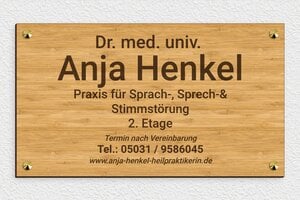 Rechteckiges Schild - de-arzt-praxis-holz-schild-002-4 - 350 x 200 mm - bambou - screws-caps - de-arzt-praxis-holz-schild-002-4