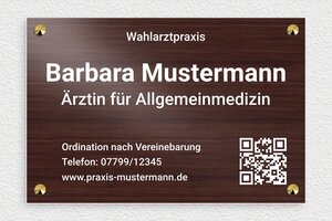 Praxisschild aus Holz - de-arzt-praxis-holz-schild-002-5 - 300 x 200 mm - noyer-blanc - screws-caps - de-arzt-praxis-holz-schild-002-5