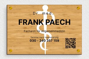 Praxisschild aus Holz - de-arzt-praxis-holz-schild-003-4 - 300 x 200 mm - bambou - screws-spacer - de-arzt-praxis-holz-schild-003-4