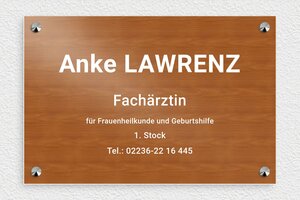 Praxisschild aus Holz - de-arzt-praxis-holz-schild-003-5 - 300 x 200 mm - poirier-blanc - screws-caps - de-arzt-praxis-holz-schild-003-5