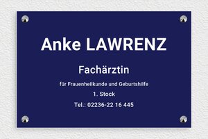 Arztpraxis Schilder - de-arzt-praxis-schild-001-1 - 300 x 200 mm - bleu-marine-blanc - screws-caps - de-arzt-praxis-schild-001-1