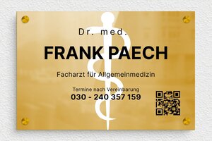 Arztpraxis Schilder - de-arzt-praxis-schild-001-2 - 300 x 200 mm - poli - screws-spacer - de-arzt-praxis-schild-001-2