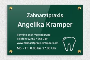 Arztpraxis Schilder - de-arzt-praxis-schild-003-1 - 300 x 200 mm - vert-blanc - screws-caps - de-arzt-praxis-schild-003-1