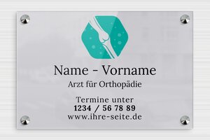 Arztpraxis Schilder - de-arzt-praxis-schild-003-2 - 300 x 200 mm - miroir-argent-noir - screws-caps - de-arzt-praxis-schild-003-2