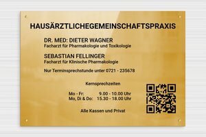 Schild pro branche - de-arzt-praxis-schild-003-5 - 400 x 280 mm - poli-noir - screws - de-arzt-praxis-schild-003-5