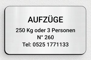 Kabelmarkierungen - de-aufzug-typen-schild-004-0 - 100 x 60 mm - gris-brosse-noir - glue - de-aufzug-typen-schild-004-0