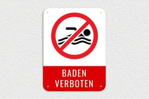 Verbotsschilder - Badeverbot-Schild - 300 x 400 mm - PVC - custom - screws - de-baden-verboten-003-3