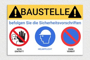 Sicherheitsschilder - Baustellenschild - 450 x 300 mm - PVC - custom - glue - de-baustelle-schild-006-3