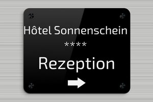 Hotelschilder - de-bereich-turismus-hotel-empfang-006-3 - 250 x 200 mm - noir-blanc - screws-caps - de-bereich-turismus-hotel-empfang-006-3