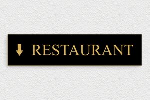 Hotelschilder - Wegweiserschild Restaurant - 300 x 70 mm - PVC - noir-or - glue - de-bereich-turismus-hotel-pfeil-010-3