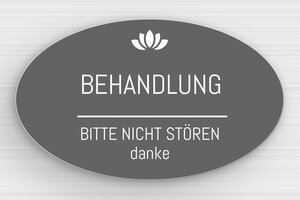 Hotelschilder - Ovales Schild 'Behandlung läuft' - 200 x 120 mm - PVC - gris-souris-blanc - none - de-bereich-turismus-hotel-spa-001-3