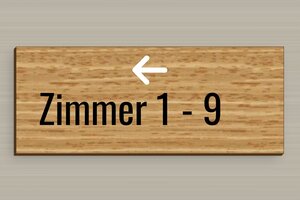 Hotelschilder - Richtungsschild Zimmer - 200 x 80 mm - Holz - chene - glue - de-bereich-turismus-hotel-zimmer-010-3