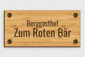 Namensschild haustür - de-berg-hutte-schild-027-1 - 210 x 100 mm - bambou - screws-caps - de-berg-hutte-schild-027-1