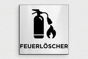 Brandschutzschilder - Graues Feuerlöscher-Schild - 100 x 100 mm - PVC - gris-brillant-noir - glue - de-brandschutz-zeichen-schild-003-3