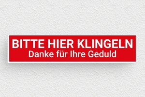 Klingelschild - Schild 'Hier klingeln' - 70 x 15 mm - PVC - rouge-blanc - glue - de-briefkasten-schild-001-4