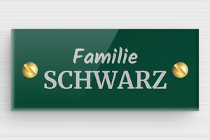 Briefkastenschild aus Plexiglas - de-briefkasten-schild-plexiglas-004-2 - 80 x 35 mm - vert-argent - screws - de-briefkasten-schild-plexiglas-004-2