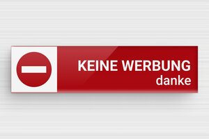 Schild pro branche - PVC-Schild 'Keine Werbung' - 80 x 20 mm - Plexiglas - rouge-blanc - glue - de-briefkasten-schild-plexiglas-005-4