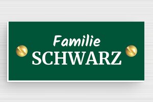 Gravurschilder - de-briefkasten-schild-pvc-004-2 - 80 x 35 mm - vert-sapin-blanc - screws - de-briefkasten-schild-pvc-004-2