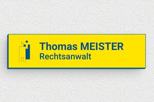 Briefkastenschild aus Preiswertes PVC - de-briefkasten-schild-pvc-004-5 - 100 x 25 mm - jaune-bleu - glue - de-briefkasten-schild-pvc-004-5