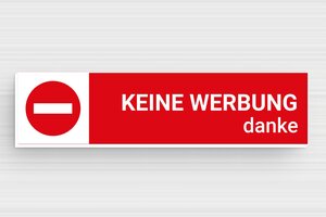 Briefkastenschild aus Preiswertes PVC - PVC-Schild 'Keine Werbung' - 80 x 20 mm - PVC - rouge-blanc - glue - de-briefkasten-schild-pvc-005-3