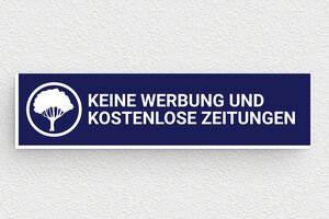 Briefkastenschild aus Preiswertes PVC - Schild 'Keine Werbung, keine Prospekte' - 80 x 20 mm - PVC - bleu-marine-blanc - glue - de-briefkasten-schild-pvc-005-4