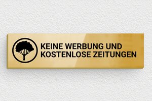 Schild pro branche - Schild 'Keine Werbung, keine Prospekte' - 80 x 20 mm - Messing - poli-noir - glue - de-briefkasten-schild-selbst-klebend-005-2