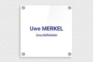 Büroschilder - de-buro-tur-schild-010-1 - 200 x 200 mm - blanc-bleu - screws-caps - de-buro-tur-schild-010-1