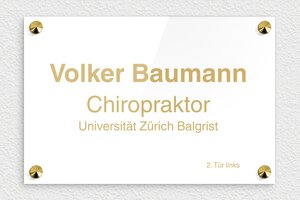 Büroschilder - de-chiropraktiker-arzt-005-4 - 300 x 200 mm - blanc-or - screws-caps - de-chiropraktiker-arzt-005-4